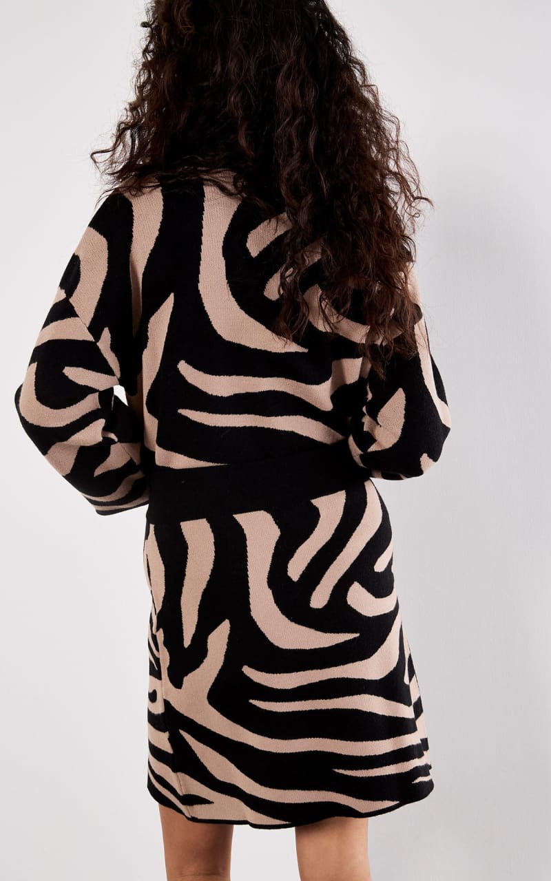 Apricot Zebra Knitted A Line Skirt