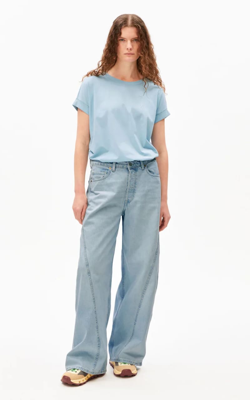 Armed Angels- Idaara Organic Cotton T-Shirt in Blue Glow