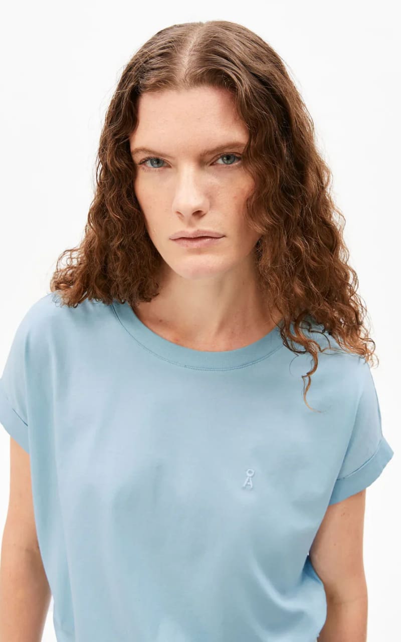 Armed Angels- Idaara Organic Cotton T-Shirt in Blue Glow