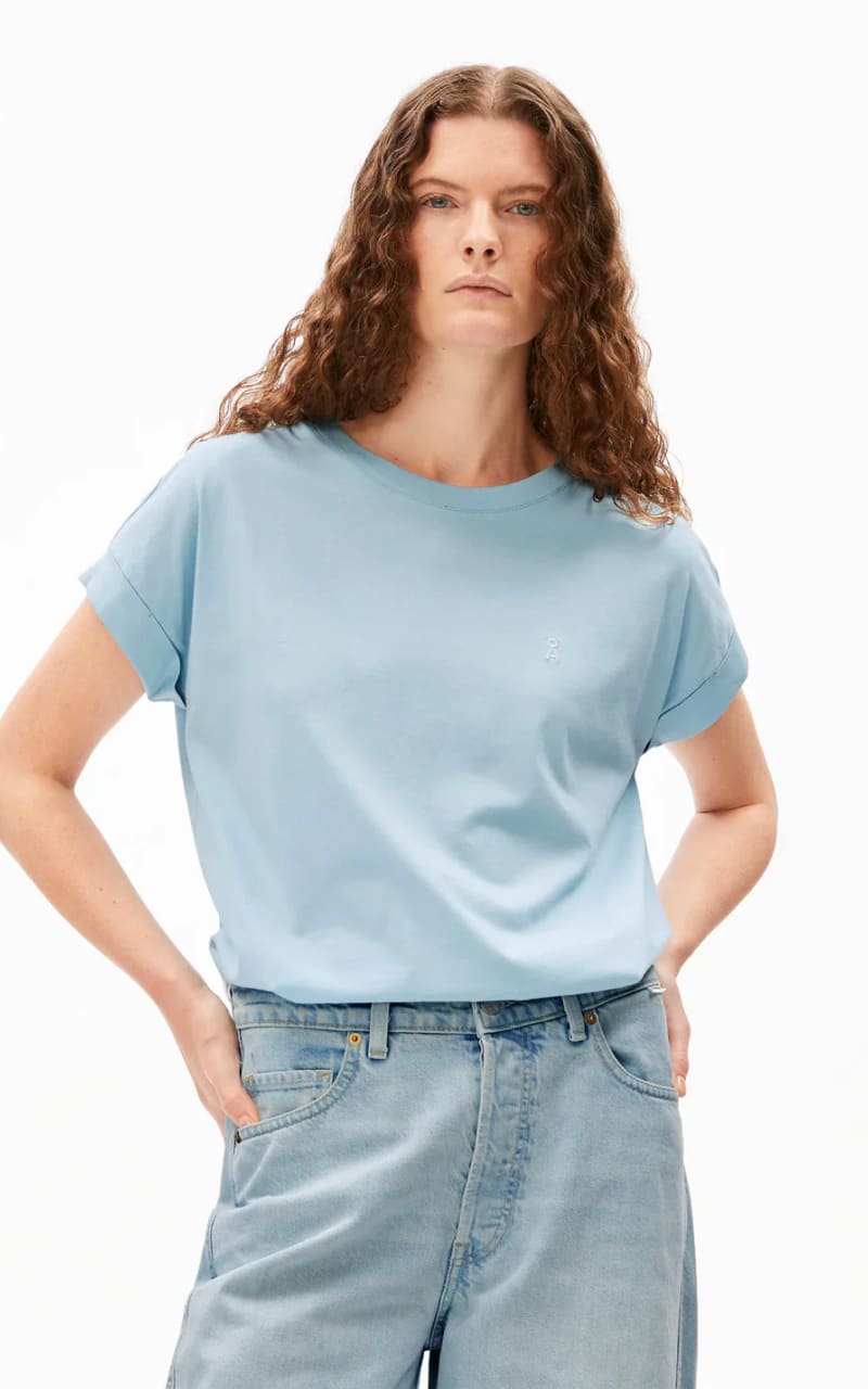 Armed Angels- Idaara Organic Cotton T-Shirt in Blue Glow