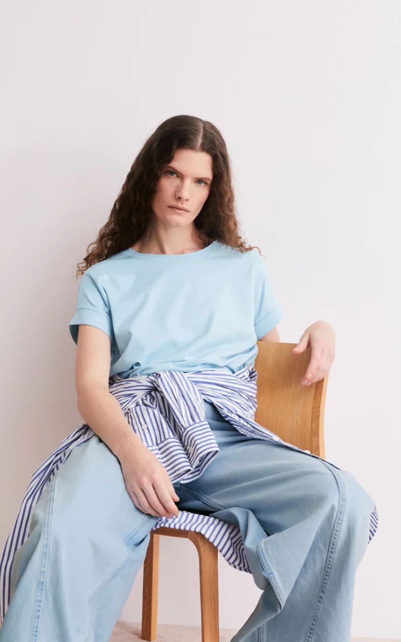 Armed Angels- Idaara Organic Cotton T-Shirt in Blue Glow