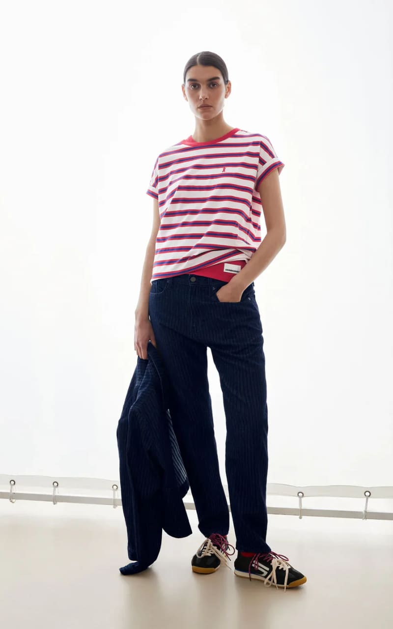 Armed Angels- Idaara Striped T-Shirt in Light Oatmeal Mars