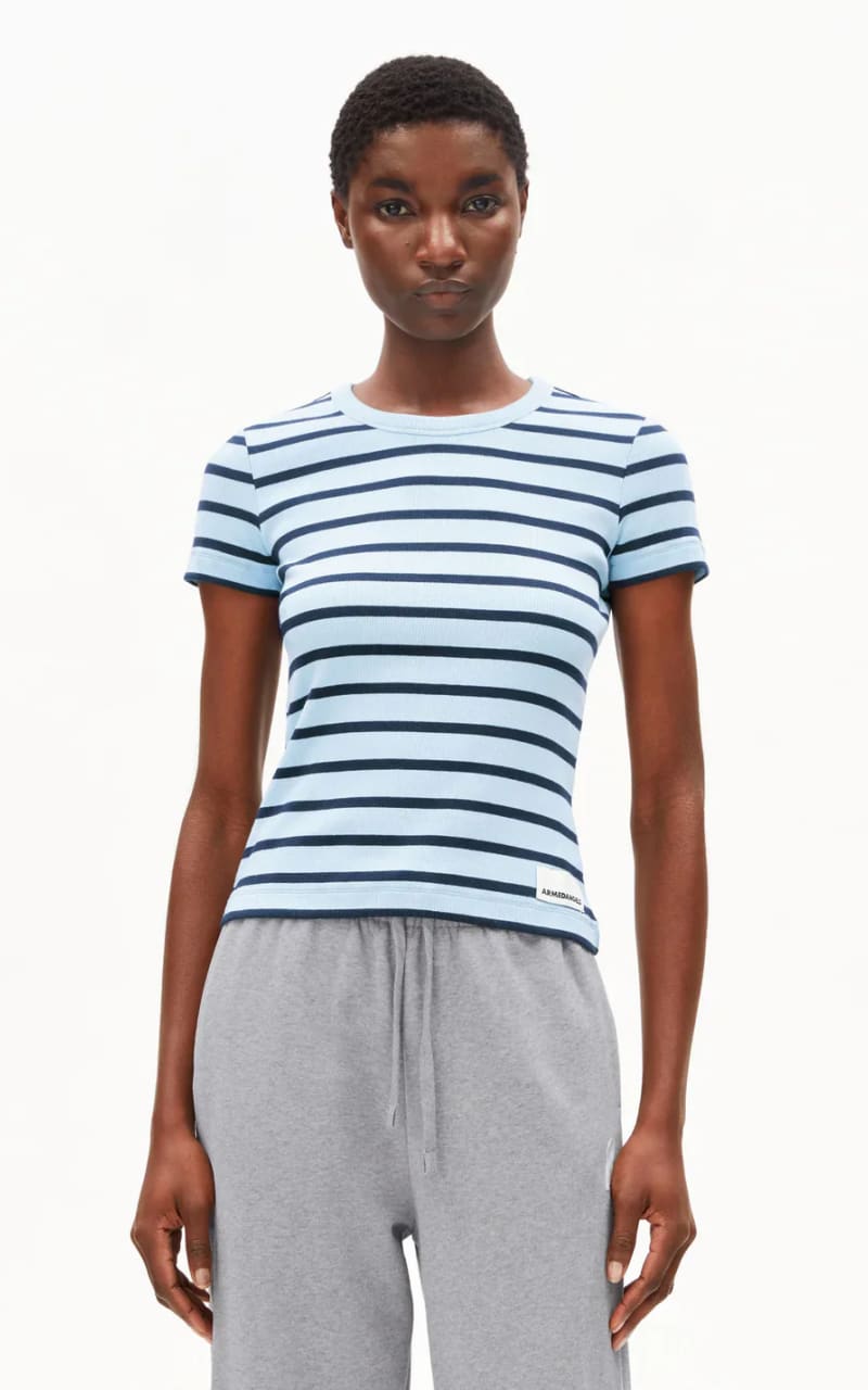 Armed Angels- Kardaa Striped T-Shirt - Blue Glow-Tinted