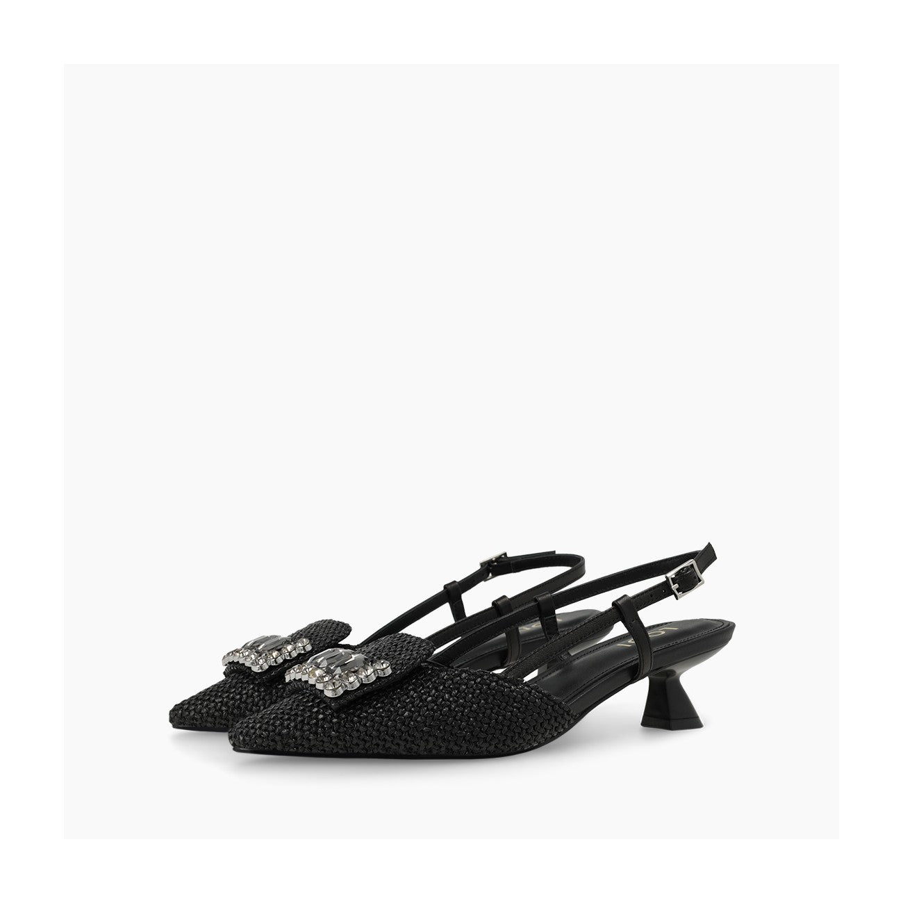 Lodi- Casiopea Slingback Court Shoes in Rafia Black