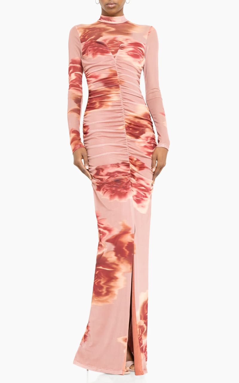 Black Halo- Wendy Gown in Neutral Flower - DRESS