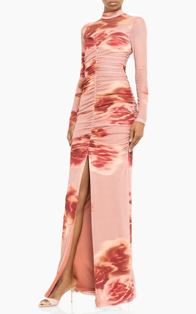 Black Halo- Wendy Gown in Neutral Flower - DRESS