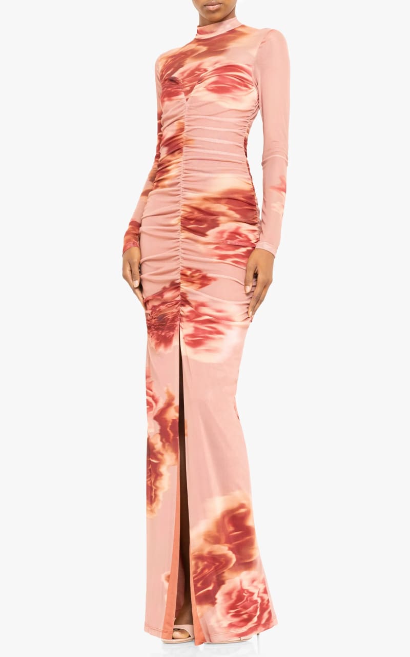 Black Halo- Wendy Gown in Neutral Flower - DRESS
