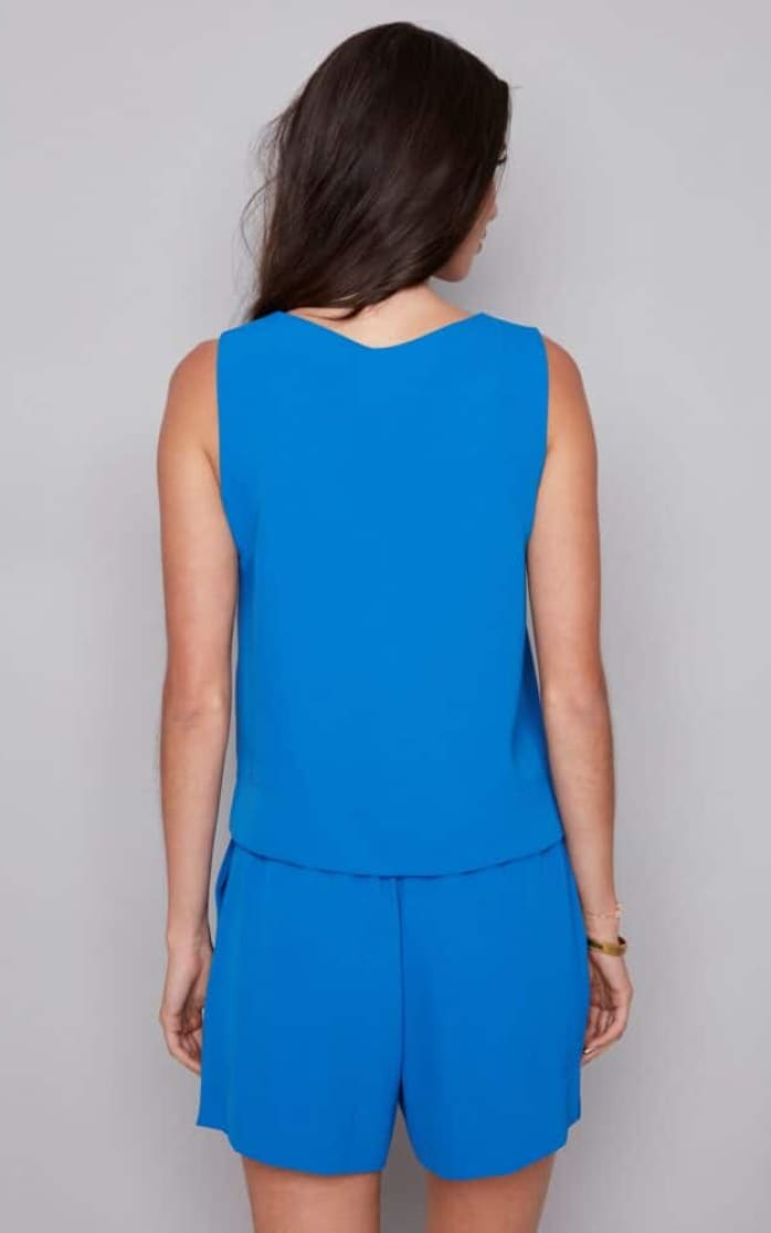 ILTM- Gianna Solid Vegan Silk Tank in Breeze - Blouses &