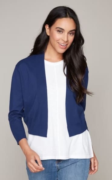 Carré Noir- Cropped Knit Cardigan - Navy / XS - SWEATER &