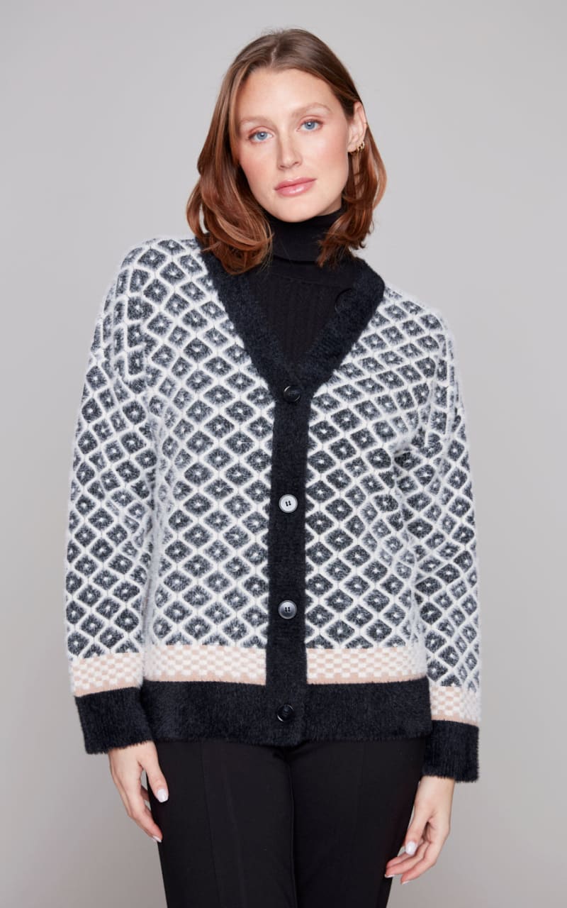 Carré Noir- Fuzzy Cardigan - SWEATER & SWEATSHIRT