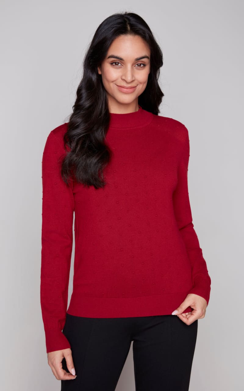Carré Noir- Mock Neck Sweater in Raspberry - SWEATER &
