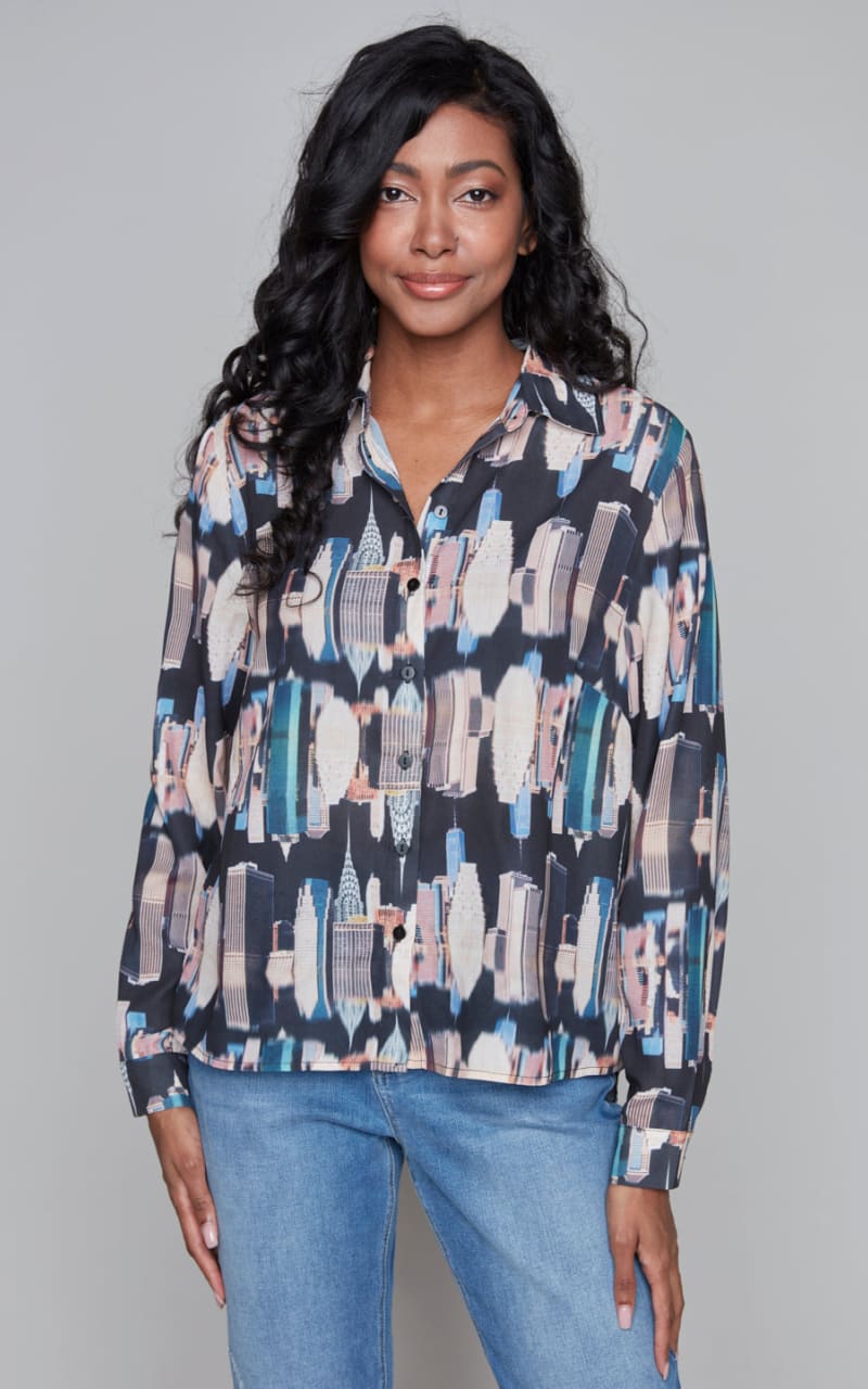 Carré Noir- Printed Button Down Blouse