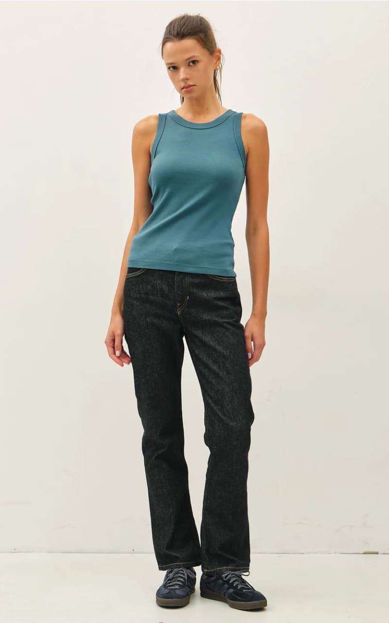 Be Cool - Basic Round Neck Tank Top in Dark Teal - T-SHIRT