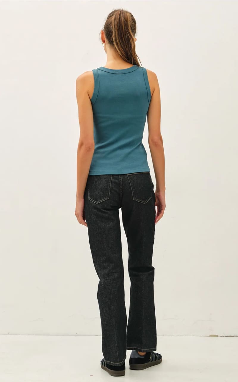 Be Cool - Basic Round Neck Tank Top in Dark Teal - T-SHIRT