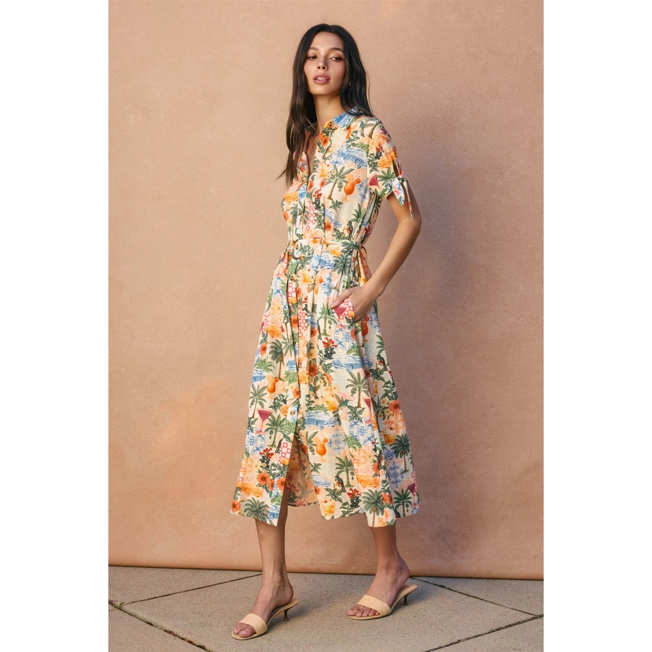 Dress Forum - Conversational Knot Sleeve Shirt Dress in Monaco