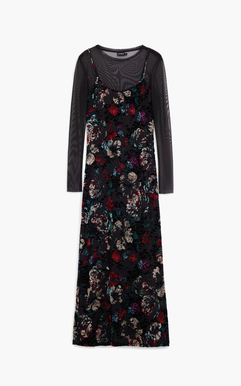 Desigual- 2-in-1 Flocked Dress - DRESS