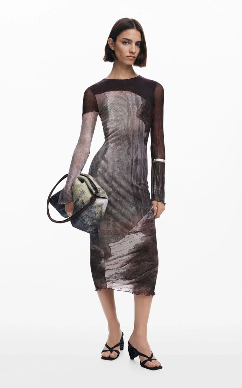 Desigual- Landscape Print Fitted Dress - DRESS