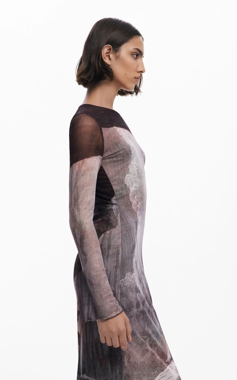 Desigual- Landscape Print Fitted Dress - DRESS