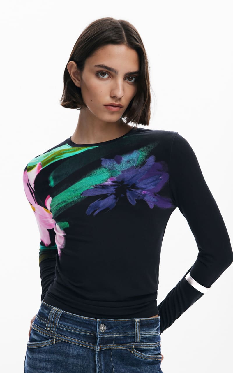 Desigual- Long-Sleeve Floral Top - SWEATER & SWEATSHIRT