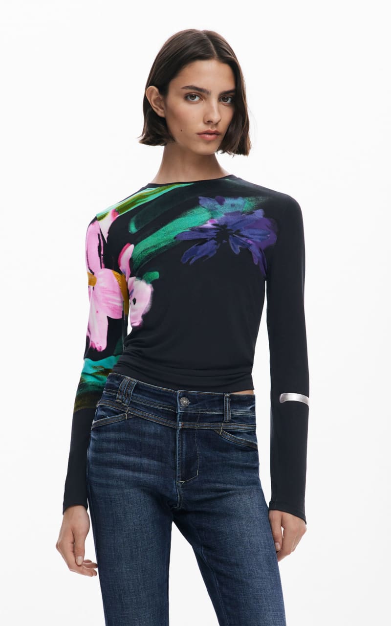 Desigual- Long-Sleeve Floral Top - SWEATER & SWEATSHIRT
