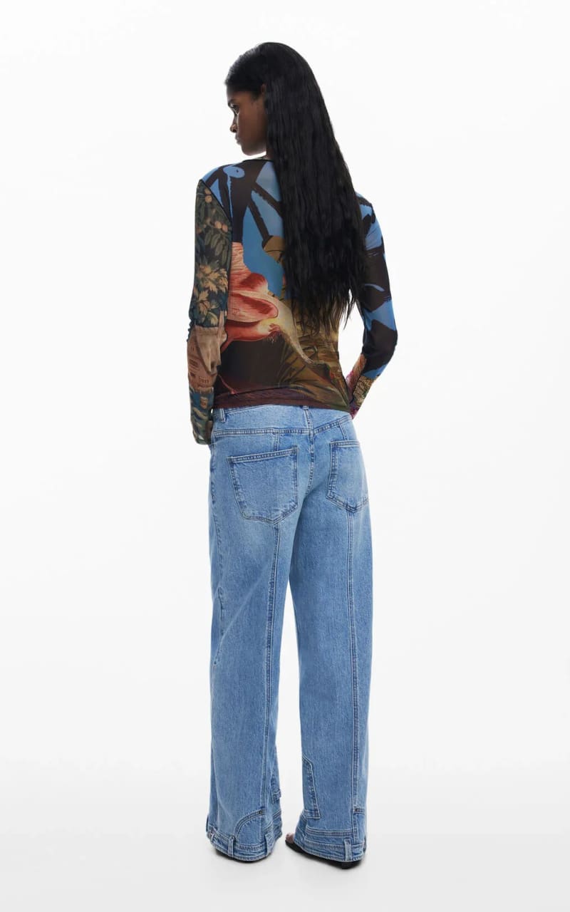 Desigual- Long Sleeve Tee in Azul Plomo - Blouses & Tops