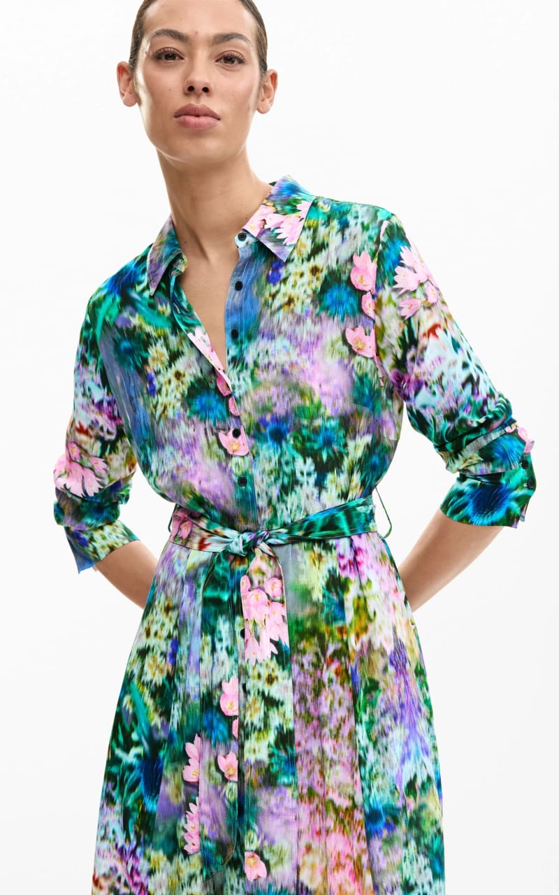 Desigual- Midi Shirt Dress in Garden Print - DRESS