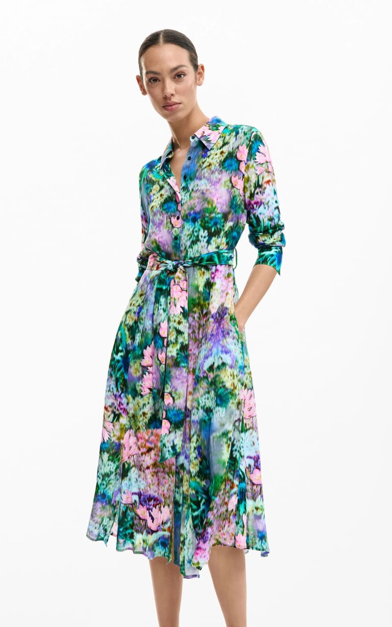 Desigual- Midi Shirt Dress in Garden Print - DRESS