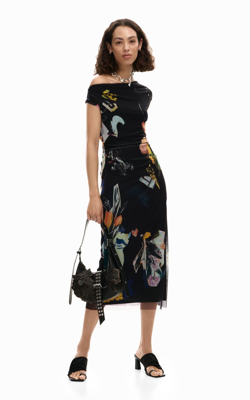 Desigual- One Shoulder Midi Collage Dress - DRESS