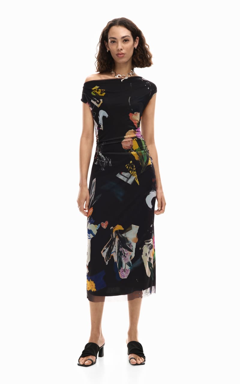 Desigual- One Shoulder Midi Collage Dress - DRESS