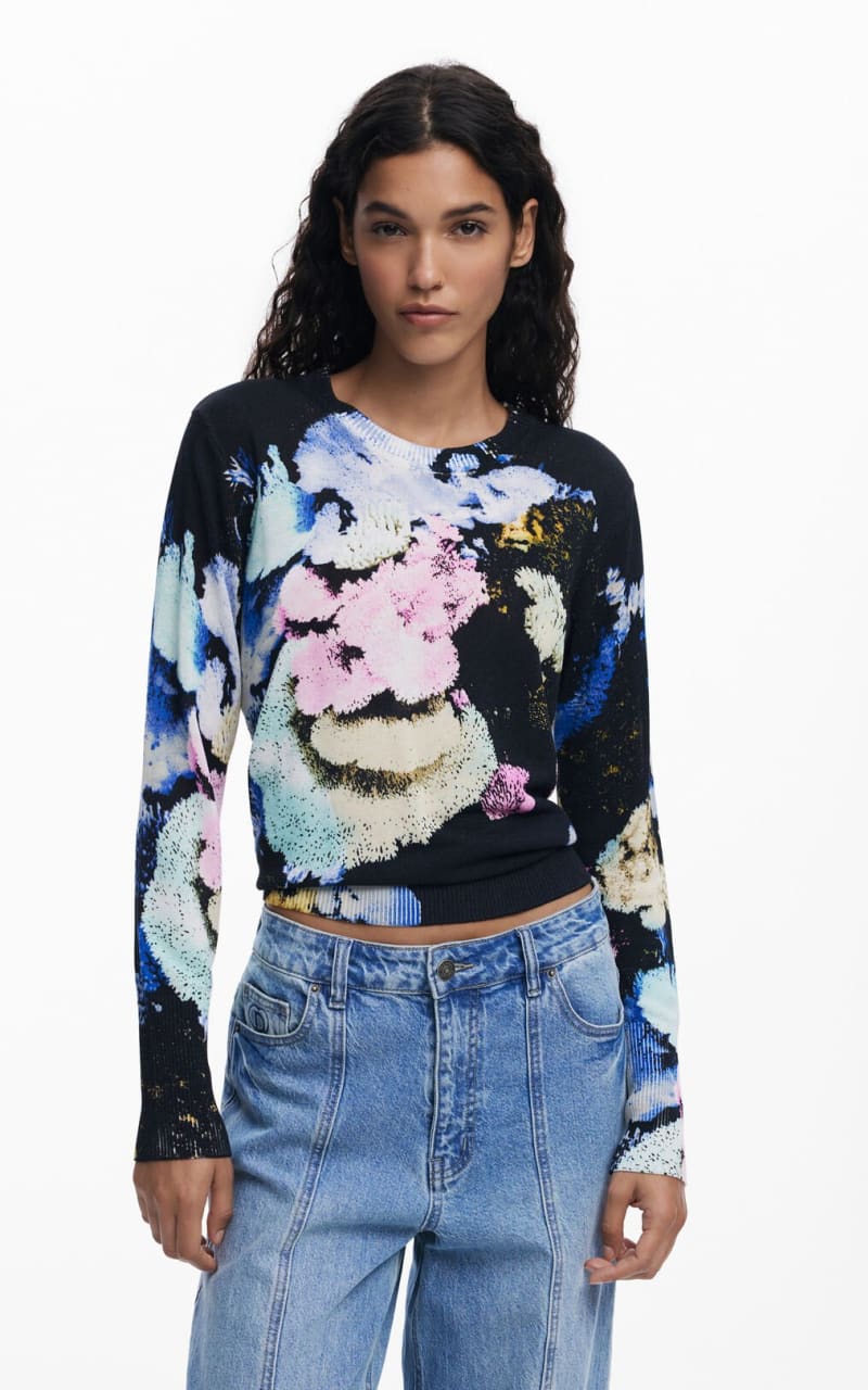 Desigual- Thin Gauge Floral Sweater - SWEATER & SWEATSHIRT
