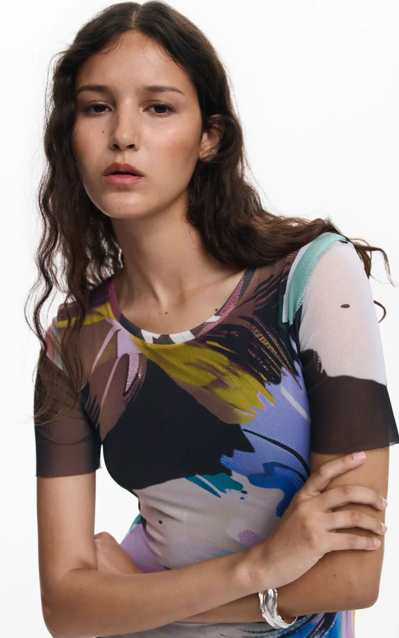Desigual- Watercolor Floral Fitted Dress - DRESS