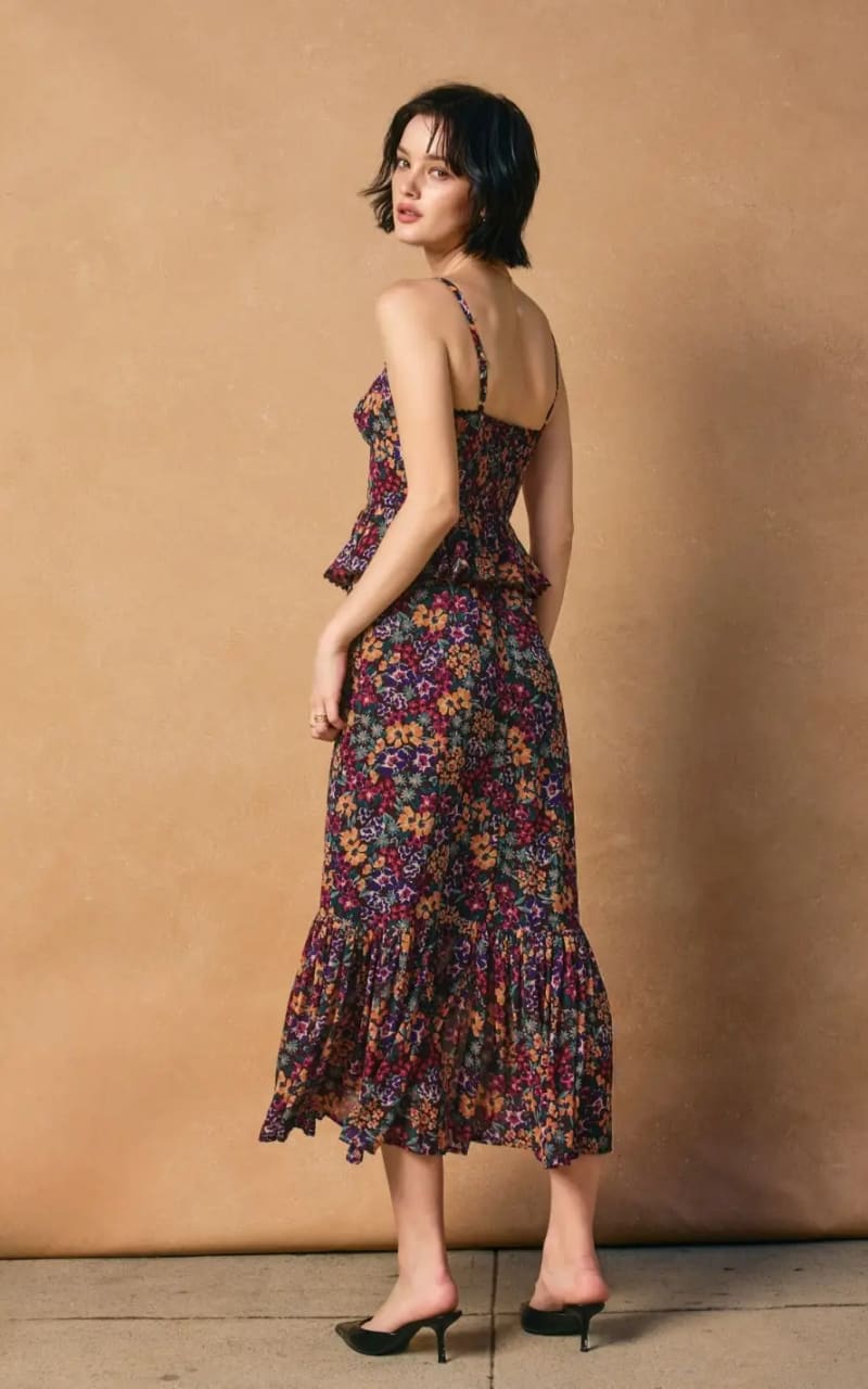 Dress Forum Bloom Pop Lurex Ruffled in Midnight Floral DRESS