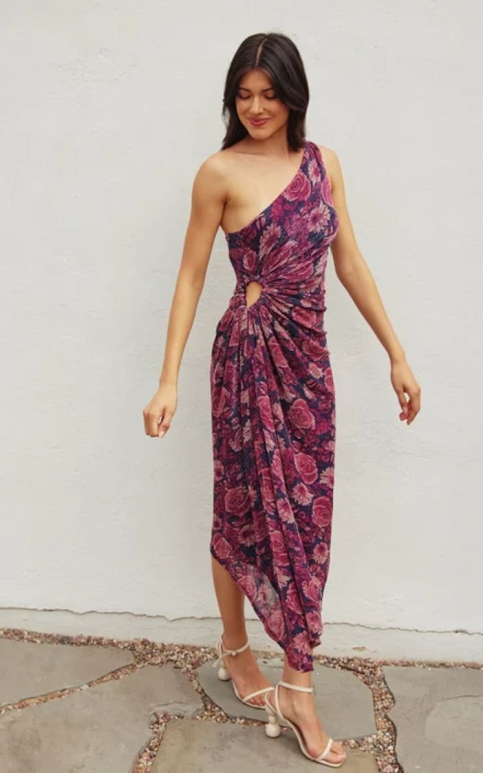 Dress Forum- Violet One Shoulder Asymmetrical Midi