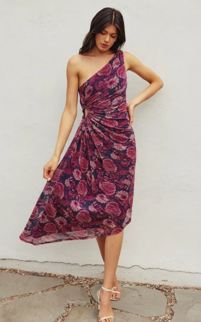 Dress Forum- Violet One Shoulder Asymmetrical Midi