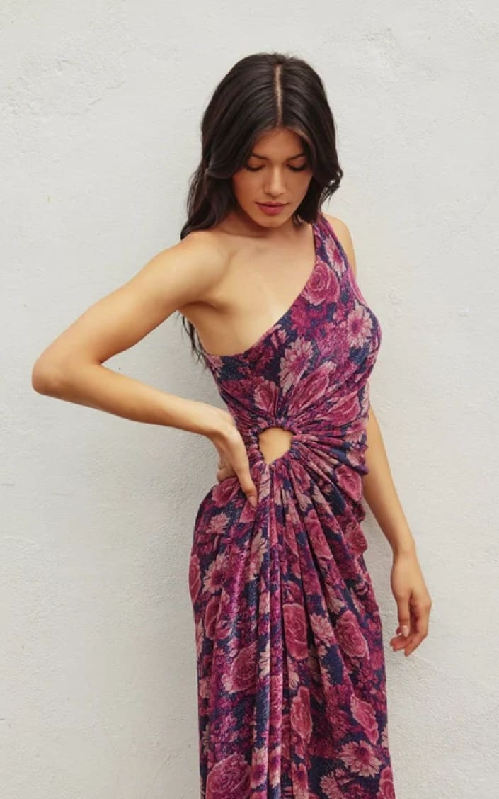 Dress Forum- Violet One Shoulder Asymmetrical Midi