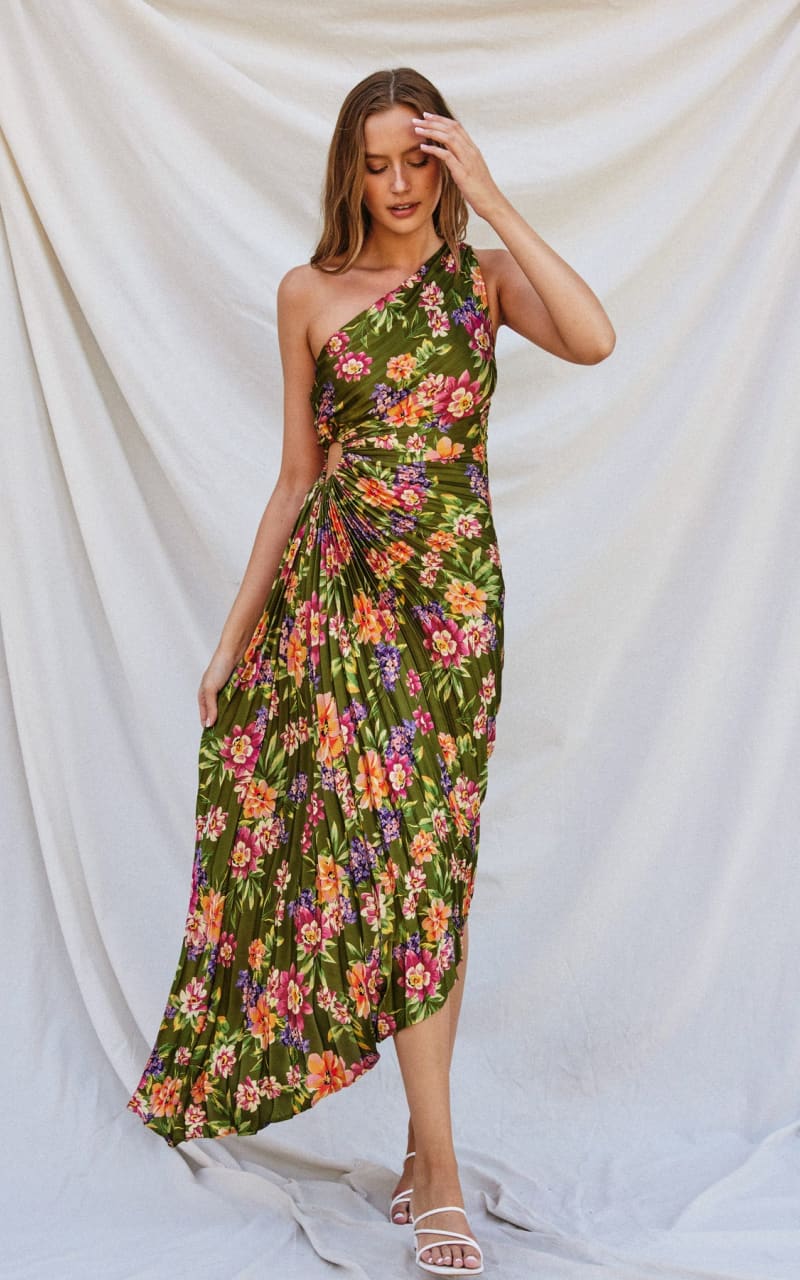 Dress Forum Garden Party Asymmetrical Pleated Maxi Dress floc