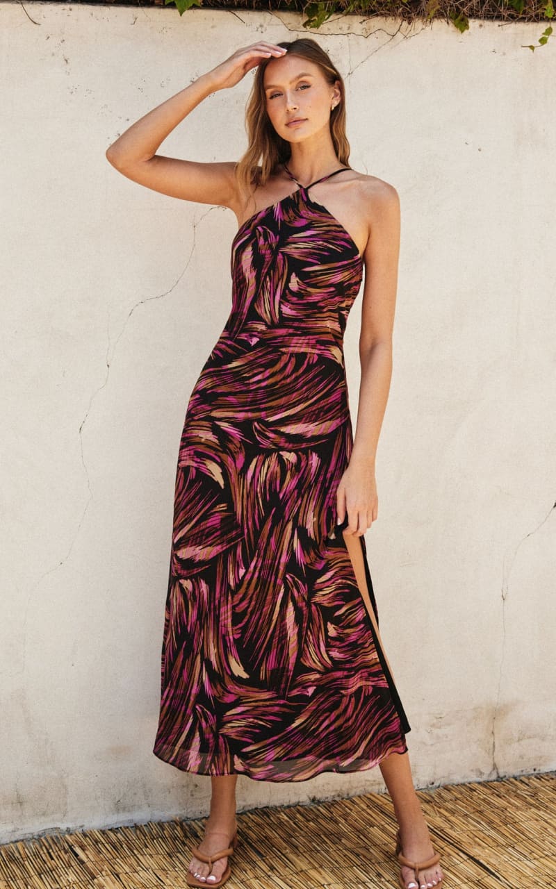 Dress Forum - Lights Out Halter Neck Maxi in Plum Ochre