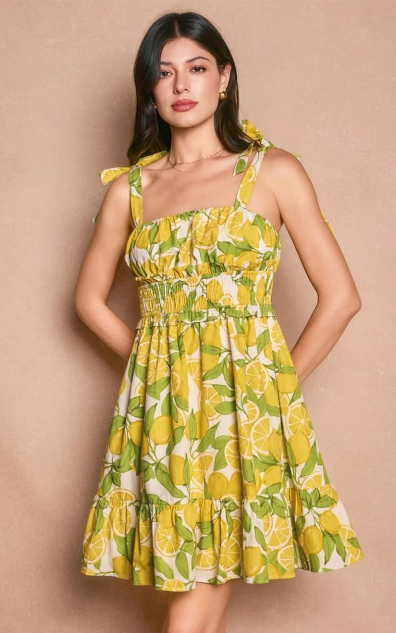 Dress Forum - Limoncello Tie Shoulder Shirred Mini