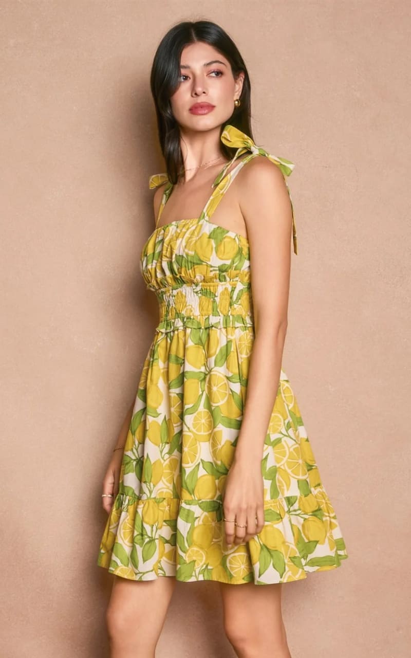 Dress Forum - Limoncello Tie Shoulder Shirred Mini