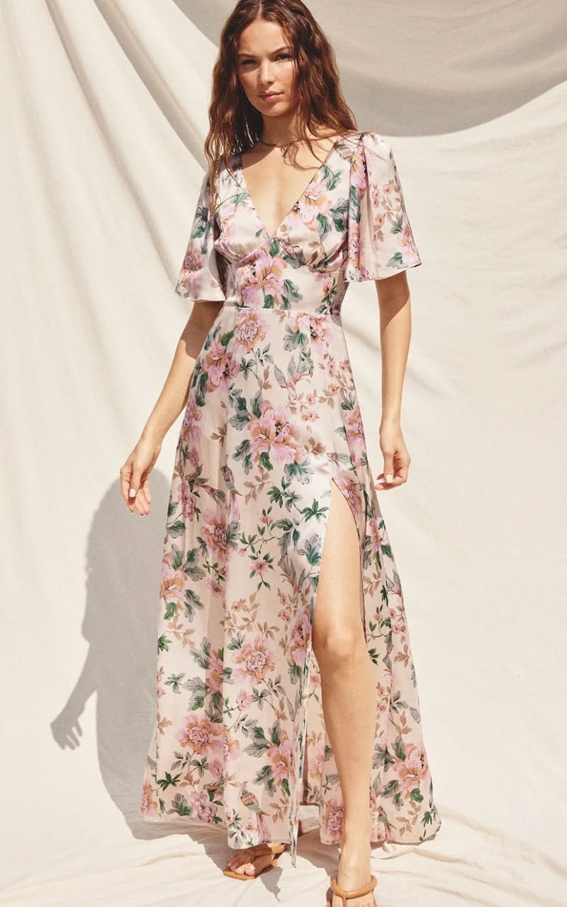 Dress Forum - Morning Meadow Flutter Sleeve Plunging Maxi