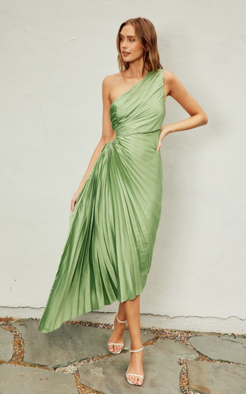 Dress Forum - Olympia One Shoulder Pleated Maxi - DRESS