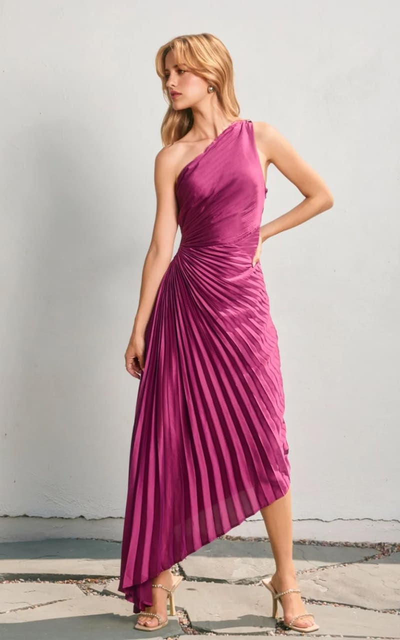 Dress Forum - Olympia One Shoulder Pleated Maxi in Purple