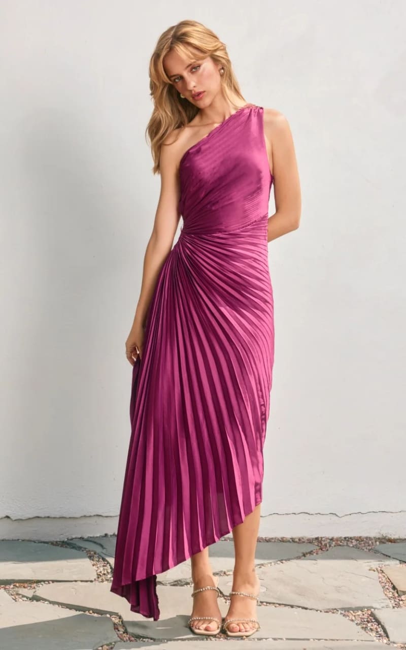 Dress Forum - Olympia One Shoulder Pleated Maxi in Purple