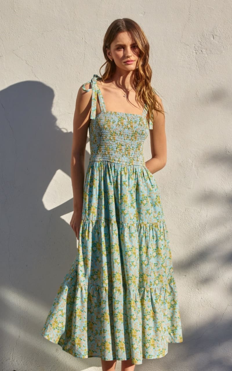 Dress Forum - Pleasing Smocked Top Tiered Midi - DRESS