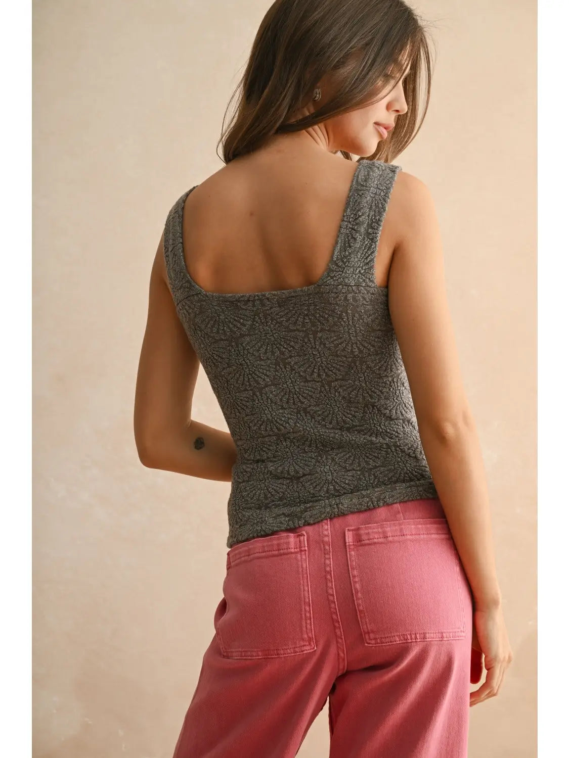 Miou Muse- Washed Look Detail Textured Knitted Top