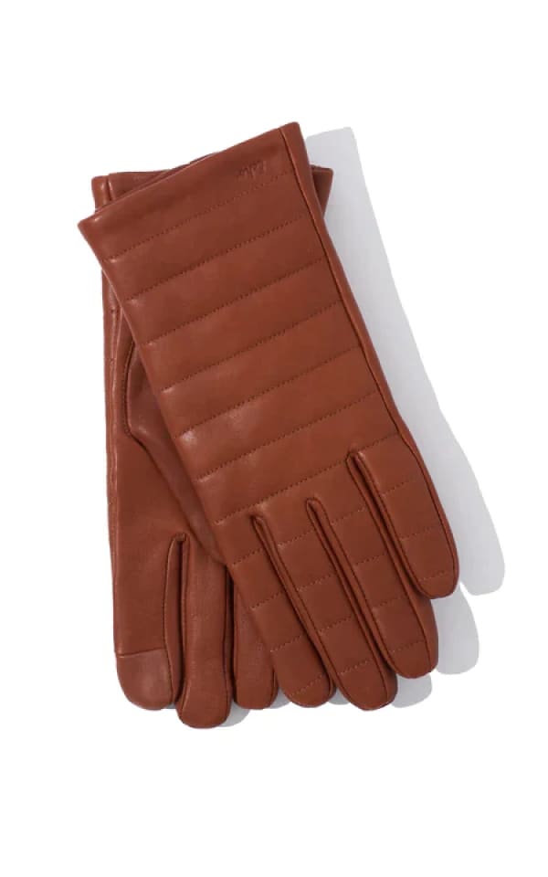 Echo- Channel Quilted Leather Gloves - Chestnut / S -