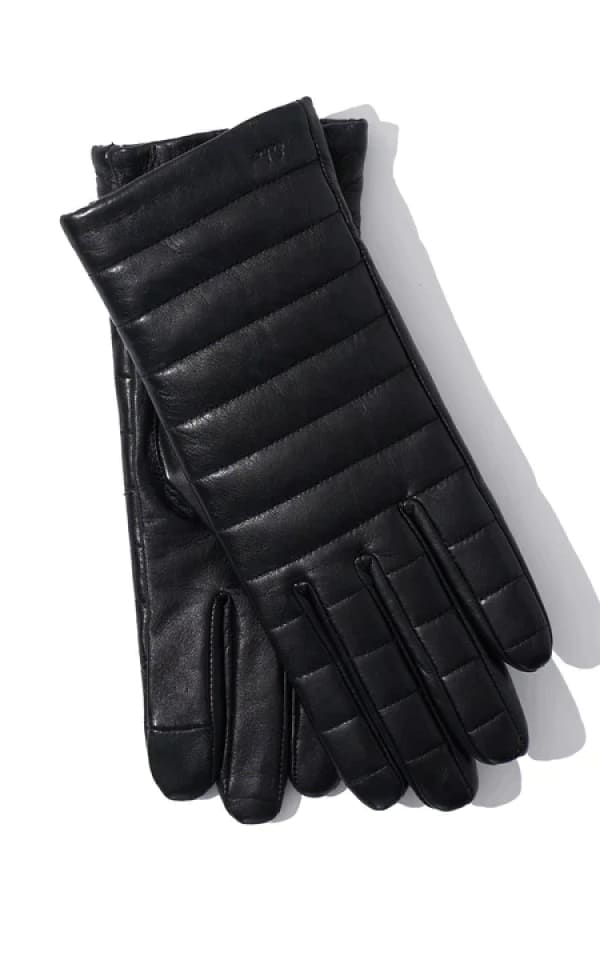 Echo- Channel Quilted Leather Gloves - Black / S -