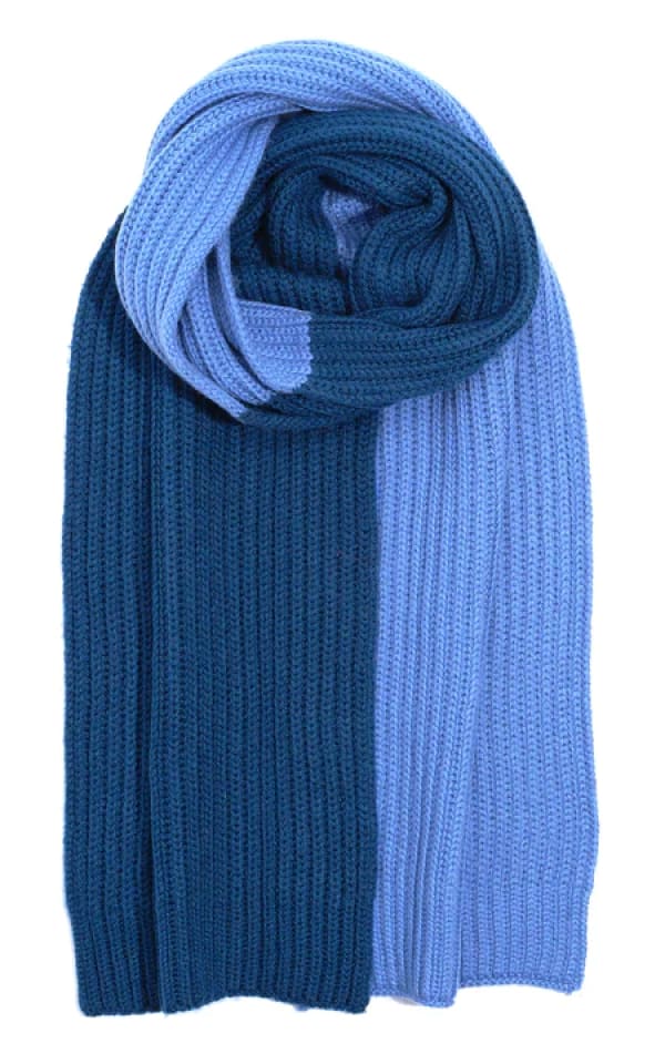 Echo- Colorblock Rib Scarf - Blue