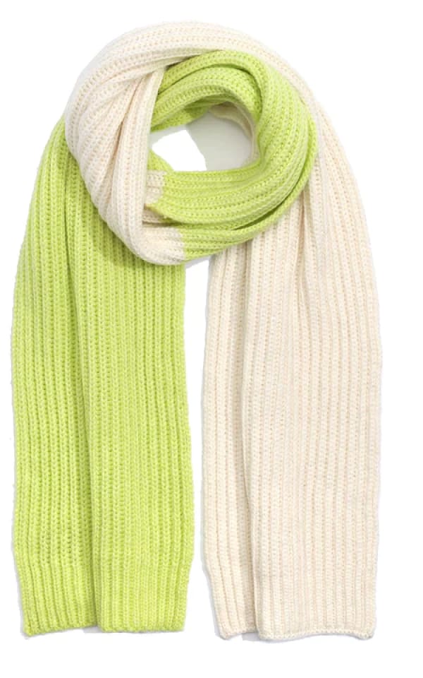 Echo- Colorblock Rib Scarf - Lime