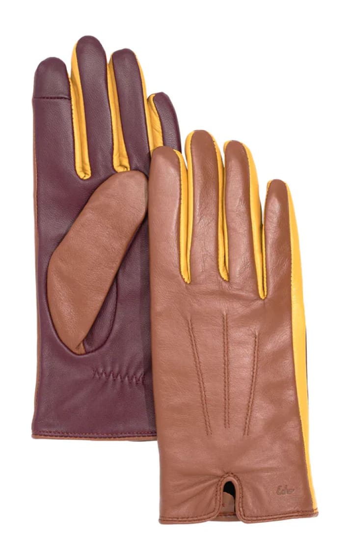 Echo - Colorblock Leather Glove in Cinnamon Bark - Cold